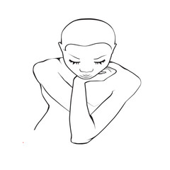 silhouette of a pensive person vector illustration