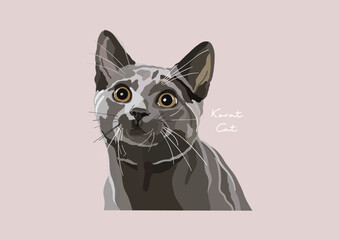 Vector Illustration of Korat Cat, Cat, E-Thou