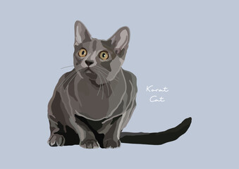 Vector Illustration of Korat Cat, Cat, E-Thou