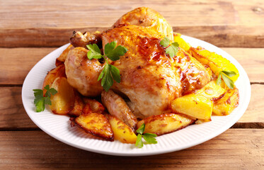 Roast chicken with potatoes