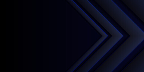 Dark gradient abstract background. Blue arrowhead right triangle. Design element for template, card, cover, banner, poster, backdrop, wall. Vector illustration.