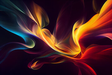 Fototapeta premium Ethereal Smoke-Like Swirls in Vibrant Colors - Abstract Generative AI Desktop Background Illustration 