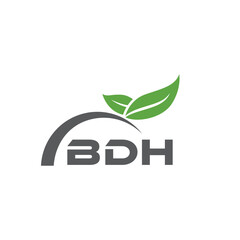 BDH letter nature logo design on white background. BDH creative initials letter leaf logo concept. BDH letter design.