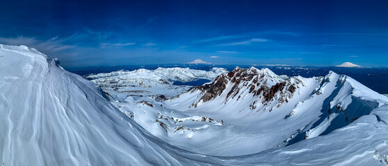 Panorama view on Top of Mount St. Helens
