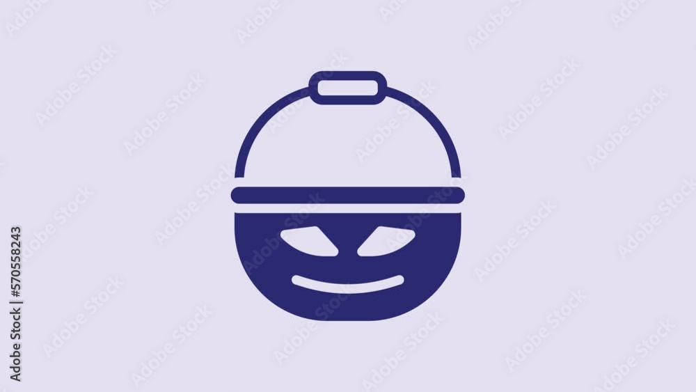 Canvas Prints blue pumpkin basket for sweets icon isolated on purple background. happy halloween party. 4k video m