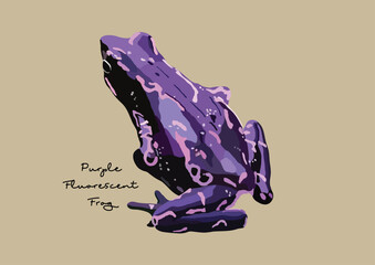 Vector Illustration of Purple Fluorescent Frog, Frog