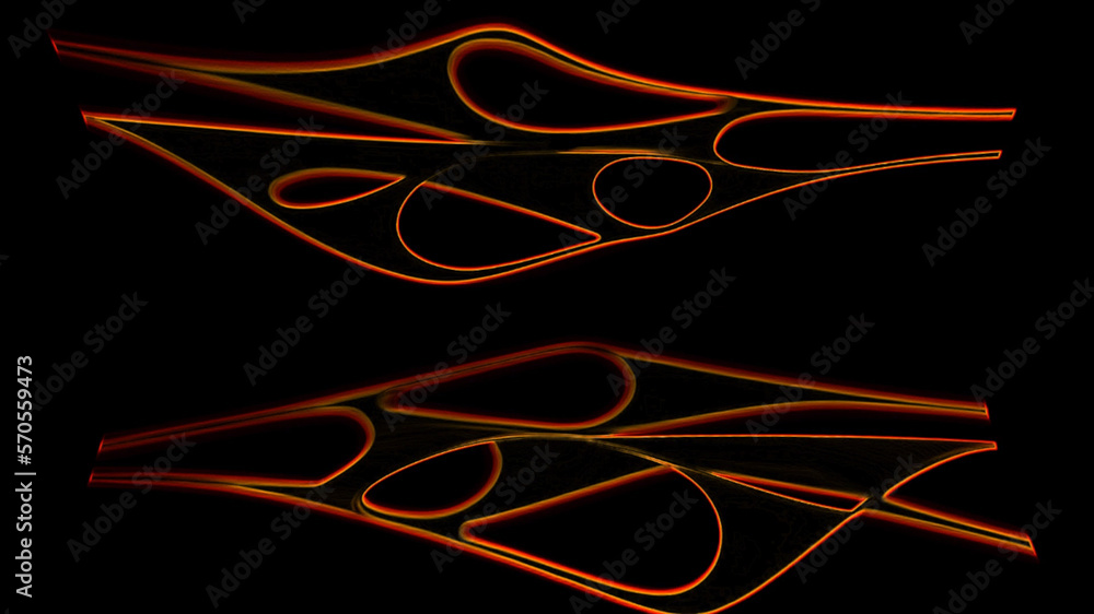 Aufkleber digital abstract fractal background generated at computer in black and orange.