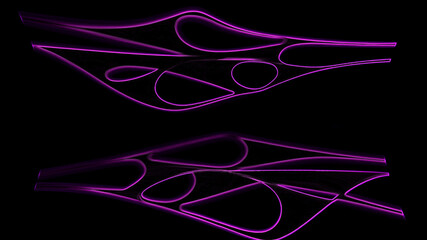 Neon abstract lines on black background. 3d rendering, 3d illustration.