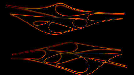 Digital abstract fractal background generated at computer in black and orange.
