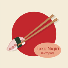 Tako Nigiri Octopus Sushi japanese food hand drawn food vector illustration