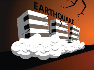 Buildings destroyed by earthquake vector