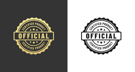 Official Certified Label or Official Certified Stamp vector on White And Black Background. Best Official Certified Label for original product. Official Certified Seal for premium product.
