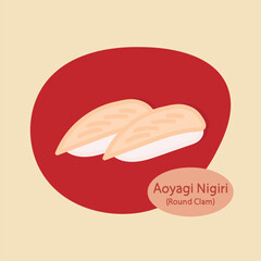 Aoyagi Nigiri Round Clam Sushi japanese food hand drawn food vector illustration