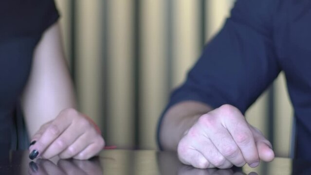 Hands Clinks Glasses With Red Vine 