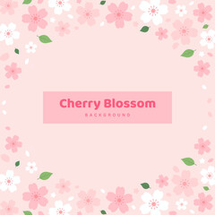 Cherry Blossoms background vector illustration. Pink Sakura flower frame