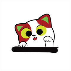 Cute cat cartoon, vector illustration.coloring page for kids.