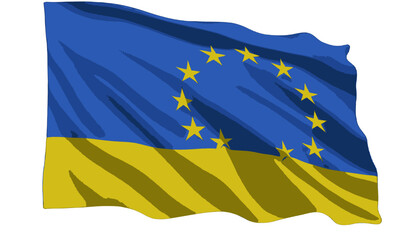 Ukraine EU Flag illustration vector background Ukrainian flags by generative AI