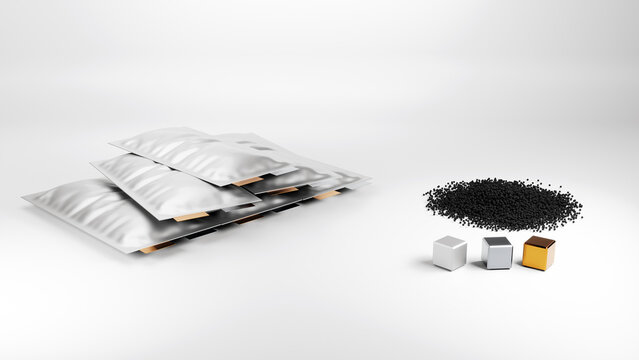 Showcasing the components of a lithium polymer battery cell. 3D render