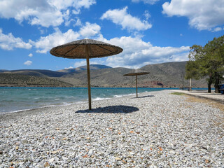 Sun shades on the seashore