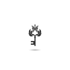 Royal king key crown logo icon with shadow