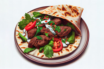 Lebanese kebab meat. Generative Ai