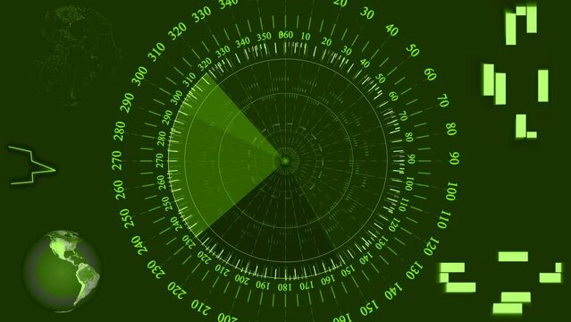 animated radar Hud interface technology on scanning motion background