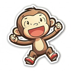 smiling monkey character sticker for your car or laptop generative ai
