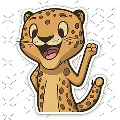 cute cartoon leopard sticker for zoo and wildlife fans with whiskers generative ai