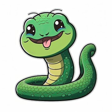 smiling snakelet sticker joyful addition to your wall art generative ai