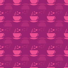 Pink Teacups Valentines Day Vector Repeat Pattern Background