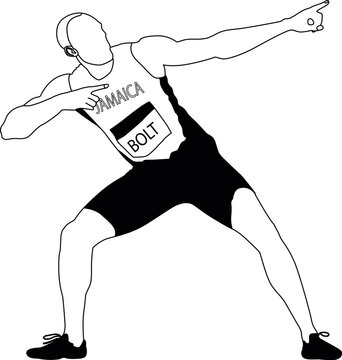 black and white sprinter pointing pose clip art preview