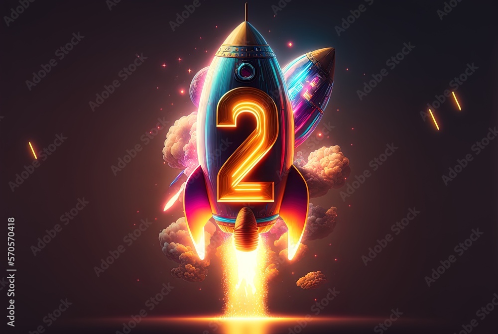 Poster sending the number 2022 into the night sky generative ai