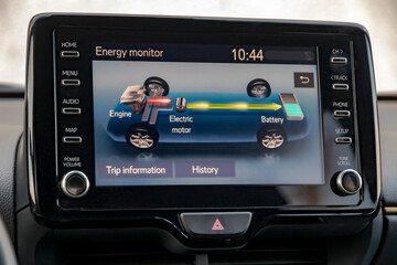 Hybrid car energy flow display