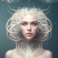 Fantasy blonde person portrait, Image generated by ai, Generative AI