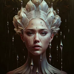 Foto auf Acrylglas Malerische Inspiration Fantasy portrait of a beautiful blonde girl, Image generated by ai, Generative AI