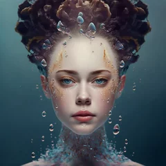 Afwasbaar Fotobehang Schilderkunst Fantasy portrait of a beautiful woman with auburn hair, Image generated by ai, Generative AI