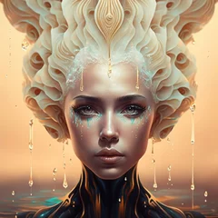 Fototapete Malerische Inspiration Fantasy portrait of a beautiful blonde girl, Image generated by ai, Generative AI