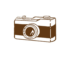 カメラ　写真　線画イラスト