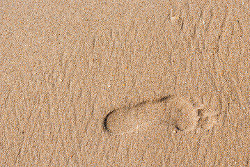 Footprint on beach in sand background