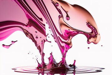 Colorful pink paint splashing with drops, abstract background