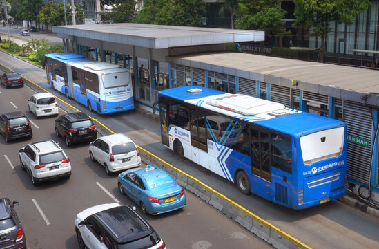 Transjakarta brt transit at bus station