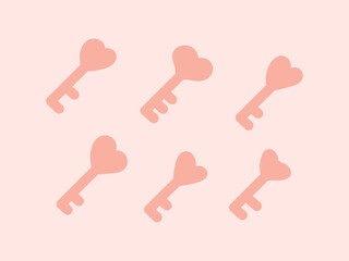 vector hand drawn keys hearts collection