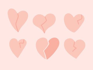 vector hand drawn broken hearts collection