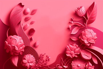 Pink background with flowers. Abstract wallpaper for March 8