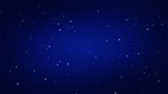 Twinkling stars in the night sky. Dark blue cosmos background. Magical fantasy space. 25fps