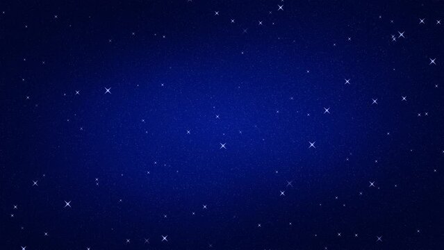 Twinkling stars in the night sky. Dark blue cosmos background. Magical fantasy space. 29,97fps