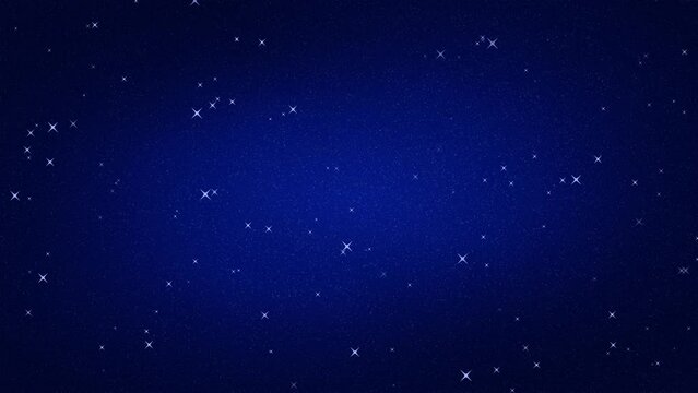 Twinkling stars in the night sky. Dark blue cosmos background. Magical fantasy space. 59,94fps
