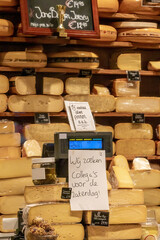 The Hague, Netherlands  Dutch cheese for sale in a market.