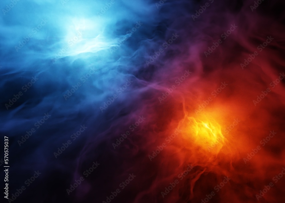 Wall mural galaxy background red and blue abstract 3d render illustration