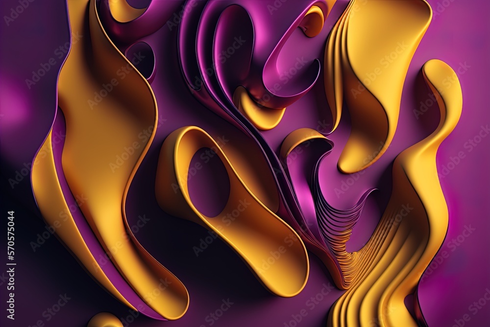 Poster surfaces are undulating and abstract, having an organic feel. up-to-date color scheme of purple and 